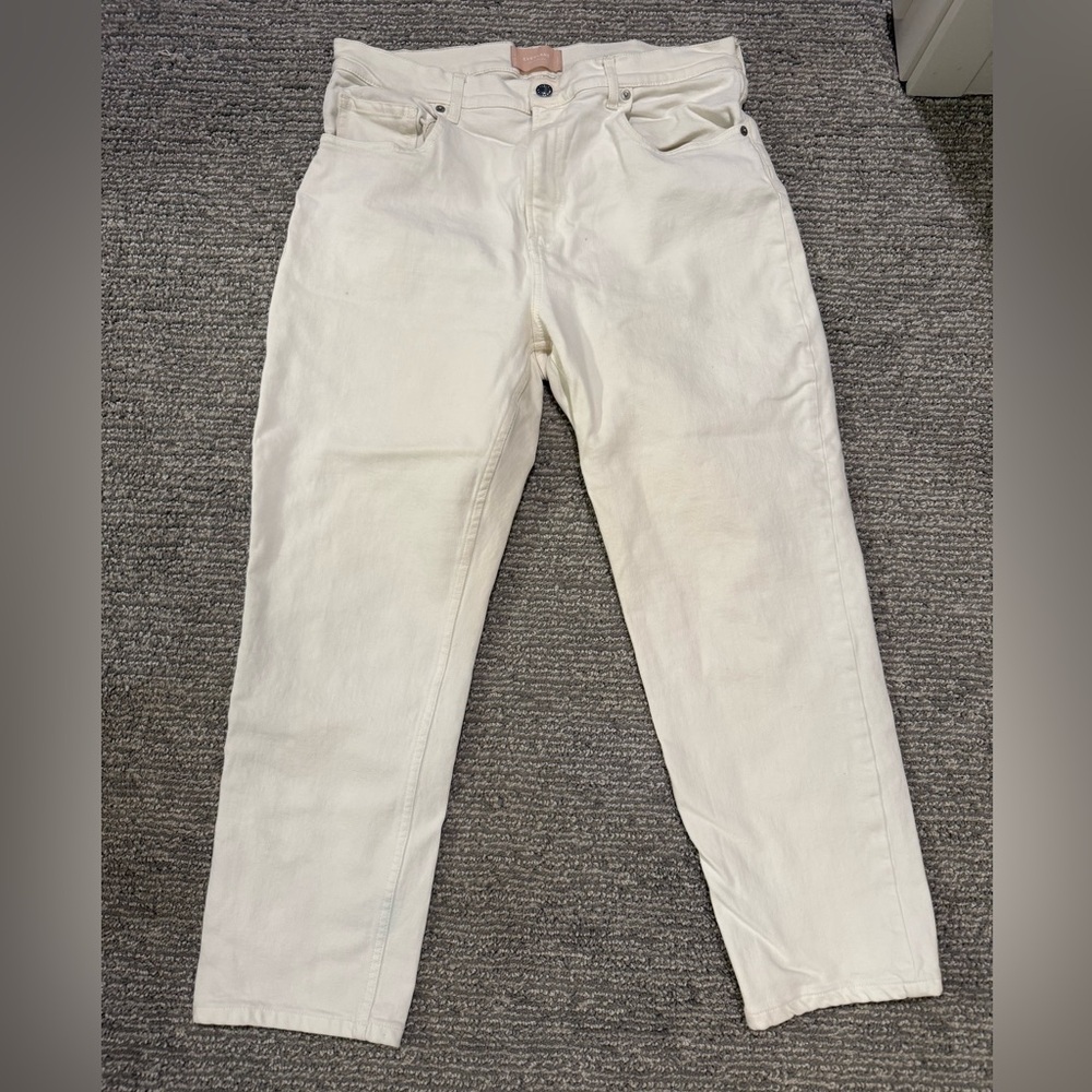 Everlane The Cheeky Jean Off-White High Rise Straight Denim Size 32